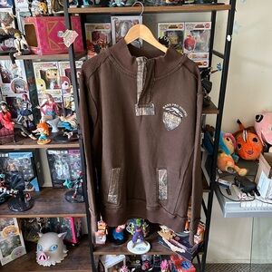 Bass Pro Shop 1/4 Zip Pullover Brown Camo Heavyweight Men's Size L